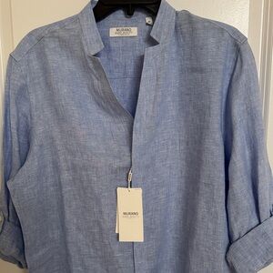 Murano Baird McNutt 100%linen Men's Blue Shirt